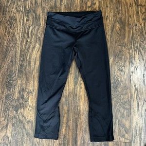 Lululemon Women's Run Inspire Crop Leggings  Black Back Zipper Size 6